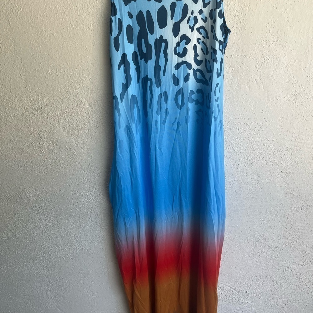 La Mode Woman Blue&Ginger Ombre Leopard Maxi Dress, Size XL - Picture 6 of 6